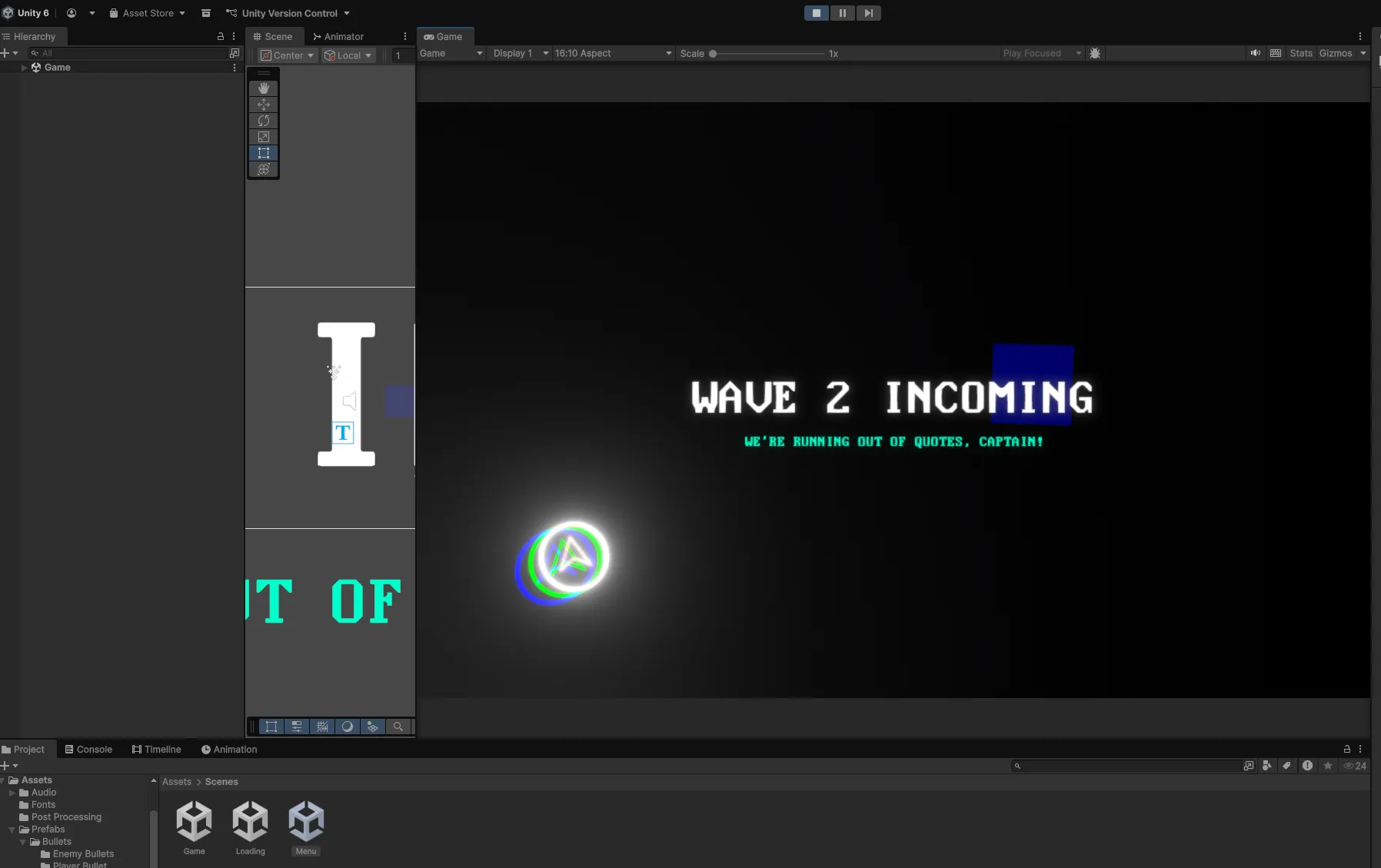 Game running in play mode