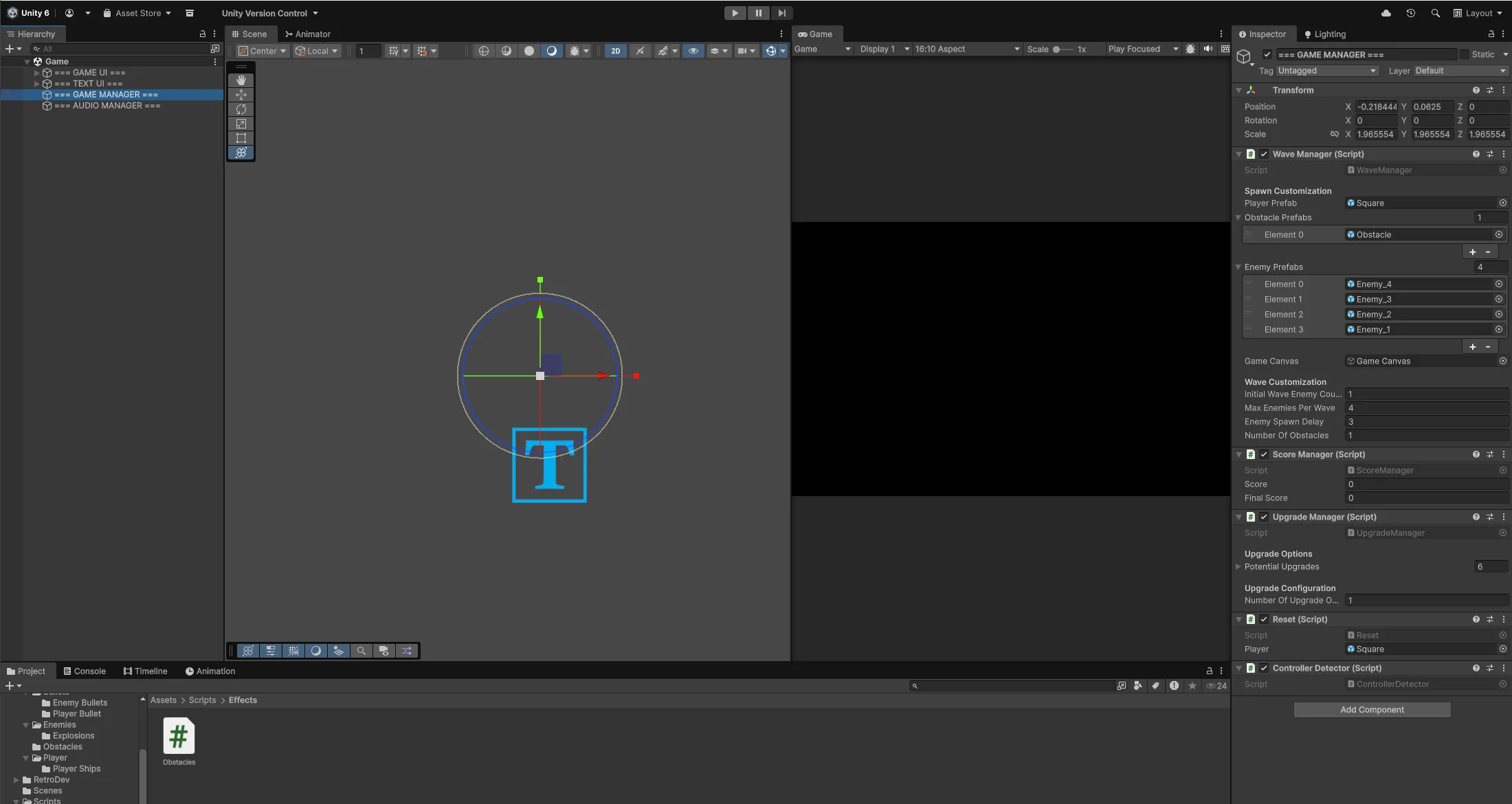 Wave system configuration in Unity Inspector